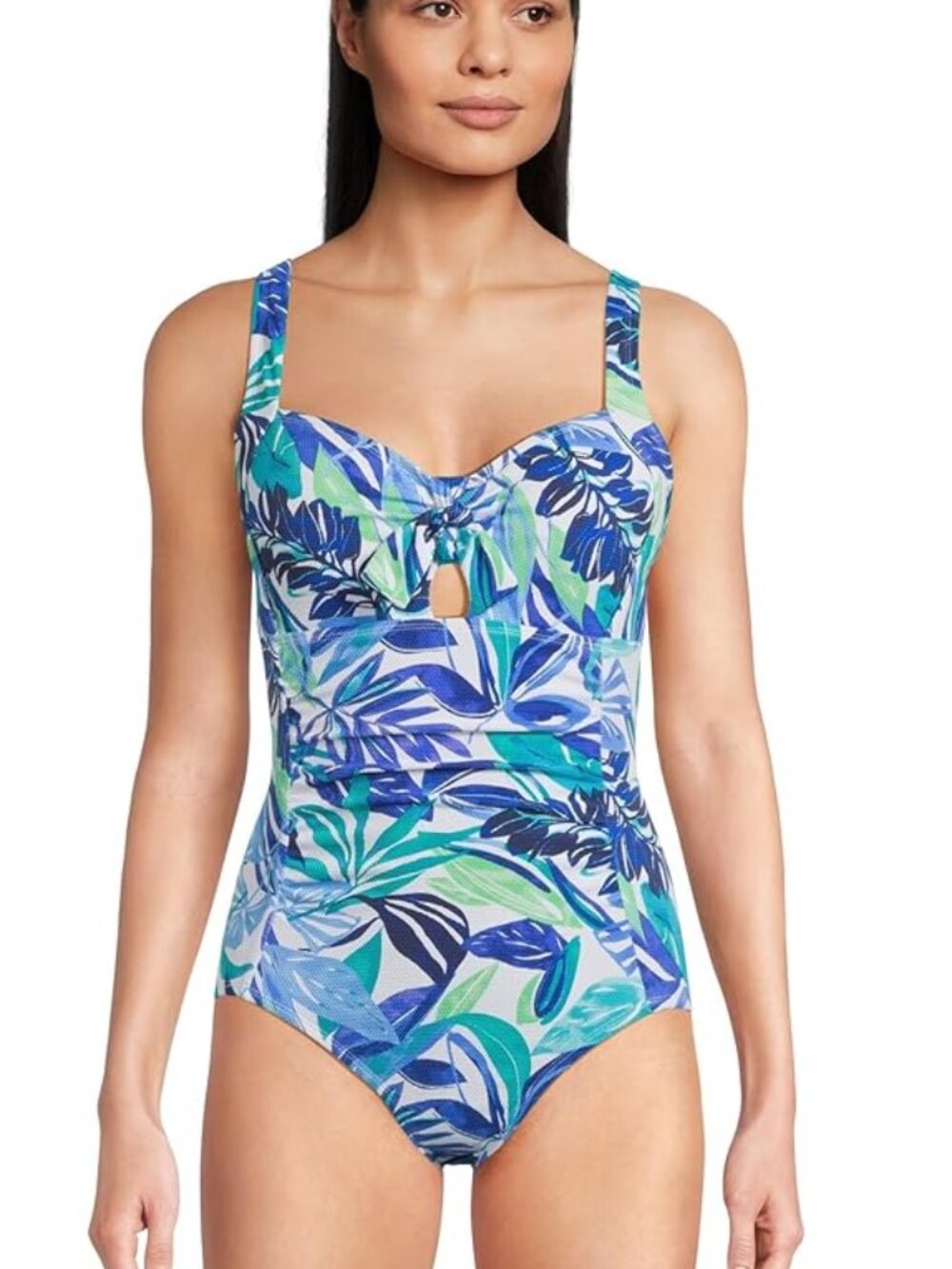 Tommy Bahama Island Cays Marina One Piece Swimsuit Tie Front Tummy Control 12 NW